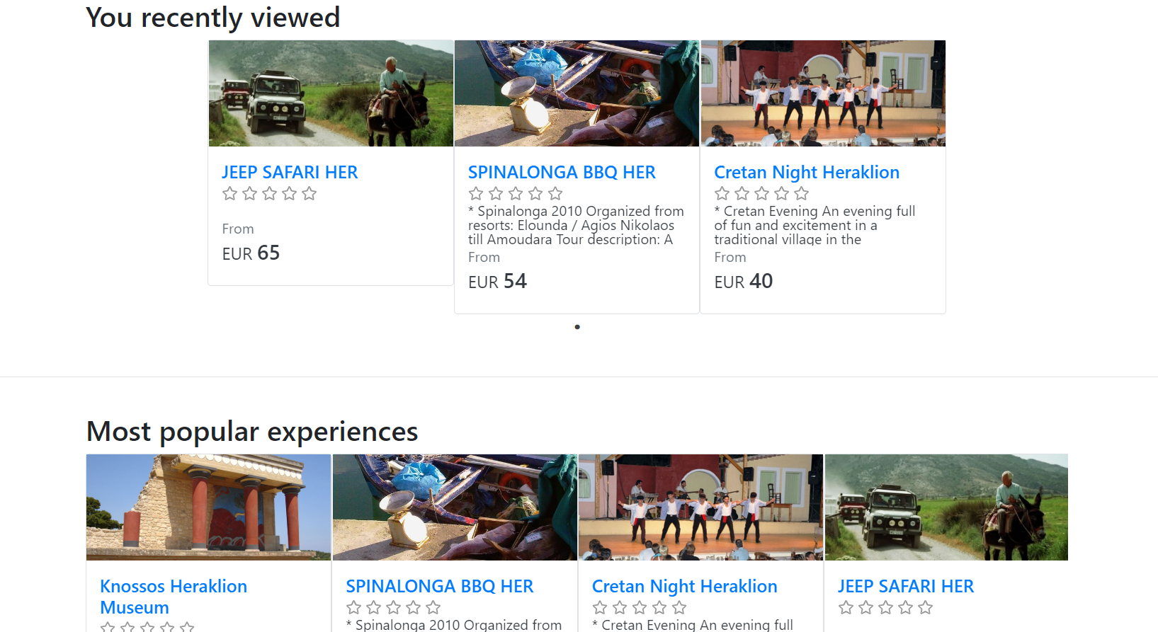 Recently viewed tours